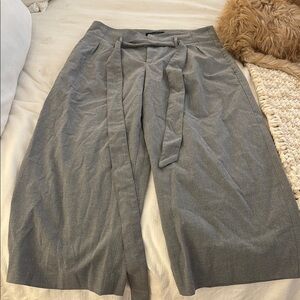 Gray Wide-Leg Pants with Belt